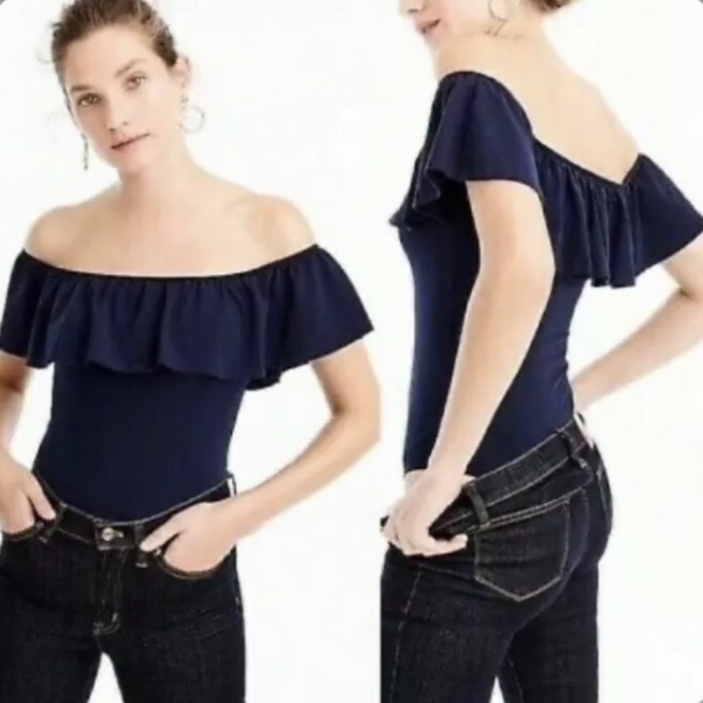 J.Crew ruffle over the shoulder bodysuit - size Medium - Retail $59 NWT